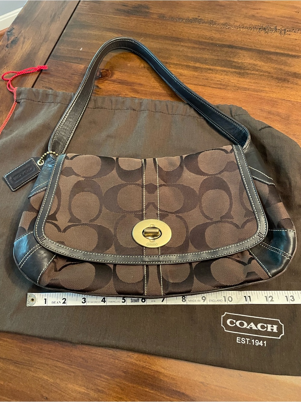 Coach Ergo Y2K Chocolate 24c Signature Flap Shoulder Bag 1257 - Picture 3 of 15